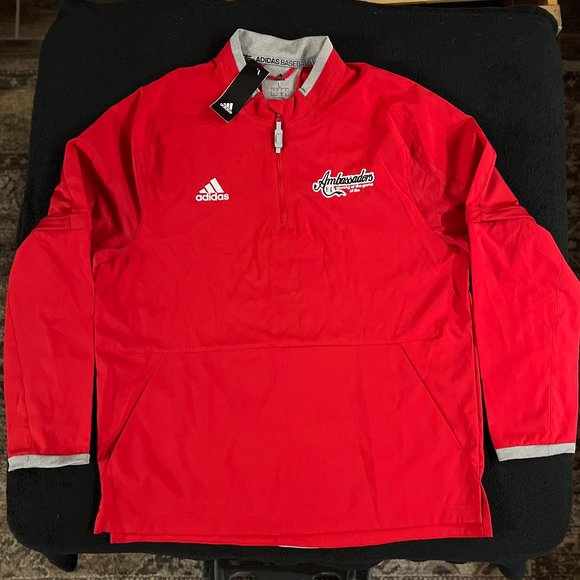 Adidas Baseball Ambassador's Red Sideline 1/4 Zip Jacket Men's  - Size Large - Picture 1 of 8